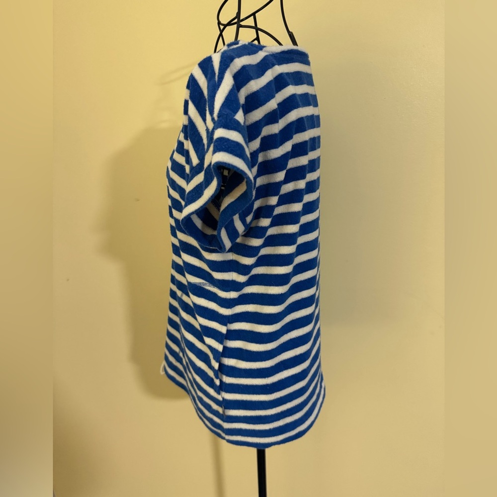 T by Talbots Split Neck Terry Cloth Drawstring Waist Striped Top Size SP - Picture 4 of 8